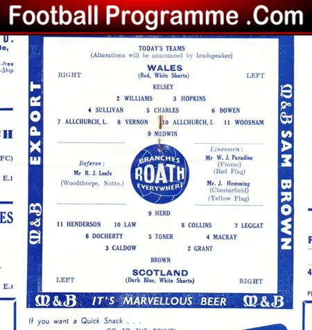 Wales v Scotland 1958 – Denis Law International 1st Goal Debut