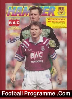 West Ham United v Manchester United 1992 - football programme