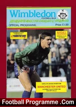 Wimbledon v Manchester United 1988 - football programme