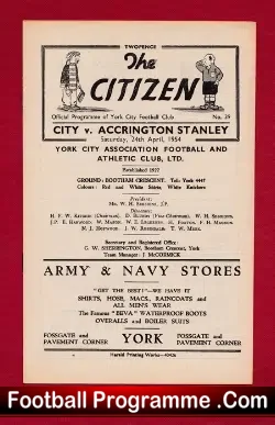 York City v Accrington Stanley 1954 – 1950s