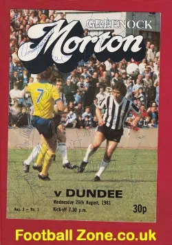 Greenock Morton v Dundee 1981 – Multi Signed
