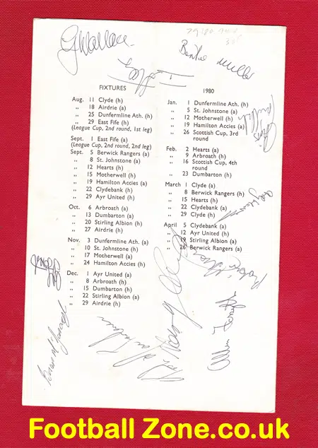 Raith Rovers v Preston 1979 – Multi Autographed Signed