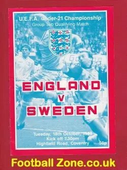 England v Sweden 1988 - Under 21 at Coventry City