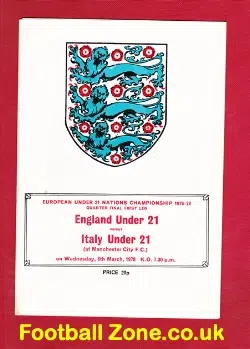England v Italy 1978 - U21 at Man City