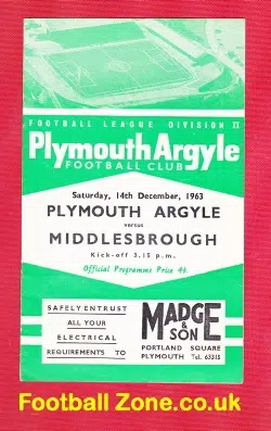 Plymouth Argyle v Middlesbrough 1963