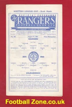 Glasgow Rangers v Kilmarnock 1963
