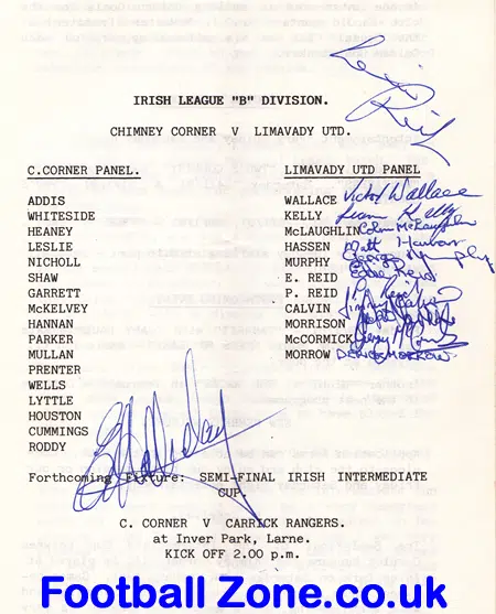 Chimney Corner v Limavady United 1981 - Multi Autographed