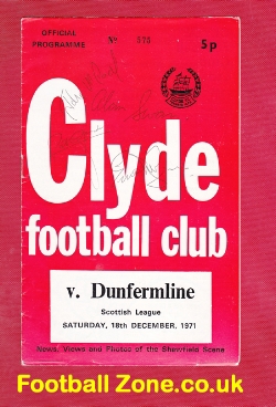 Clyde v Dunfermline 1971 – Multi Autographs