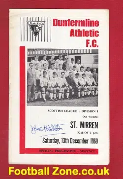 Dunfermline Athletic v St Mirren 1969 -  Autographed
