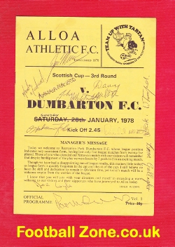 Alloa Athletic v Dumbarton 1978 – Multi Autographs