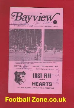 East Fife v Heart of Midlothian Hearts 1972 - Autographs