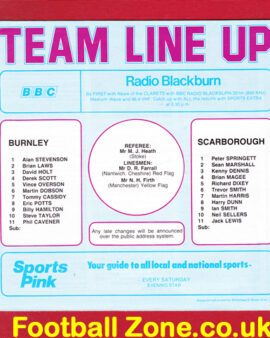 Burnley v Scarborough 1980 – Multi Autographed Signed
