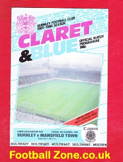 Burnley v Mansfield Town 1985 – Multi Autographed Signed