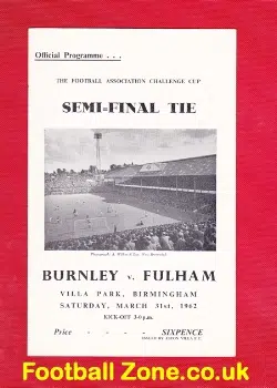 Fulham v Burnley 1962 - FA Cup Semi Final - Official