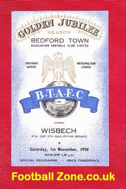 Bedford Town v Wisbech 1958
