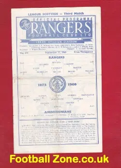 Glasgow Rangers v Airdrieonians Airdrie 1960