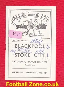 Blackpool v Stoke City 1948 - Autographed