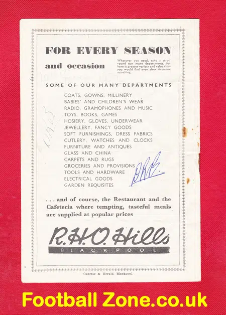 Blackpool v Stoke City 1948 - Autographed