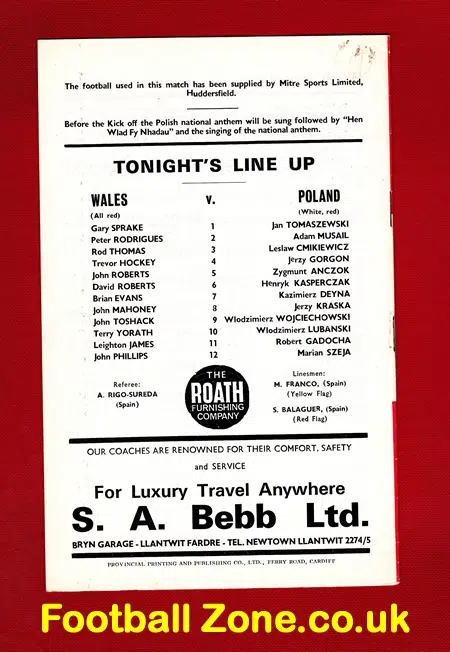 Wales v Poland 1973 – World Cup Qualifying at Cardiff