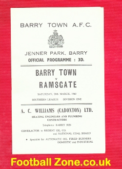 Barry Town v Ramsgate 1965