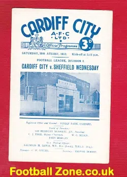 Cardiff City v Sheffield Wednesday 1952