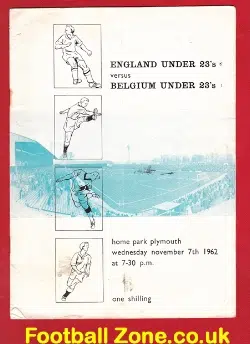 England v Belgium 1962 - U23 at Plymouth + Malcolm Beard