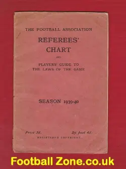 Football Referees Rules Chart Book 1939 - 1940
