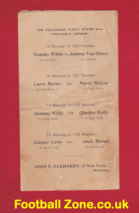 A Capitol City Athletic Club New York USA 1896 Boxing Programme