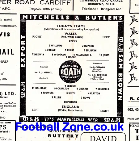 Wales v England 1959 – Brian Clough 1st Match