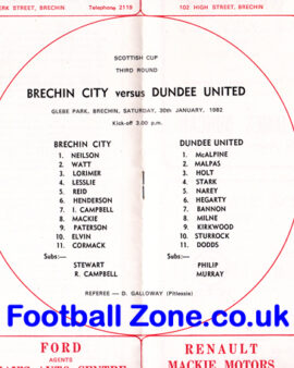 Brechin City v Dundee United 1982 – Multi Autographed SIGNED