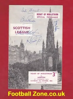 Heart Of Midlothian v Morton 1964 - Multi Signed Autogaphed