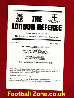 The London Referee Official Journal Refs Association MAY 1996