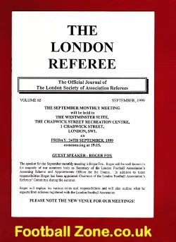 The London Referee Official Journal Refs Association SEP 99