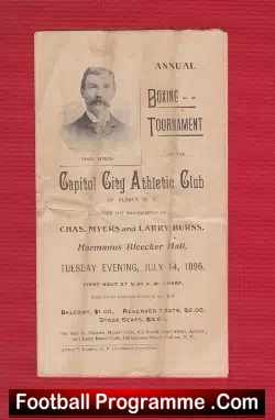 A Capitol City Athletic Club New York USA 1896 Boxing Programme