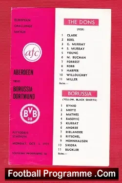 Aberdeen v Borussia Dortmund 1971 – Autographed SIGNED