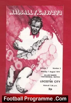 Allan Baker Testimonial Benefit Match Walsall 1972 - football programme