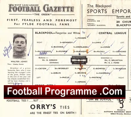 Blackpool v Stoke City 1948 - Autographed