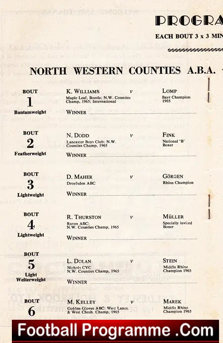 Boxing Programme Belle Vue Manchester Police 1965