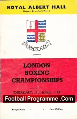 Boxing – Royal Albert Hall Boxing Programme 1963 – Championships