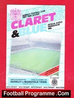 Burnley v Mansfield Town 1985 - Multi Autographed Signed - football programme