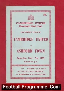 Cambridge United v Ashford Town 1959