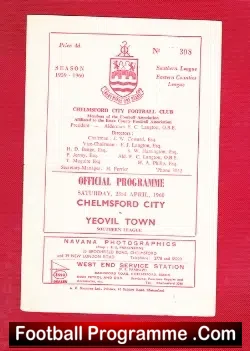 Chelmsford City v Yeovil Town 1960