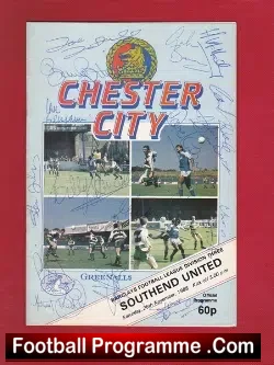 Chester City v Southend United 1988 - Multi Autographed - football programme
