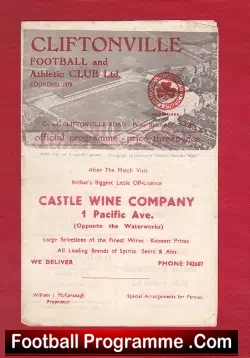 Cliftonville v Portadown 1963 - Ireland - football programme