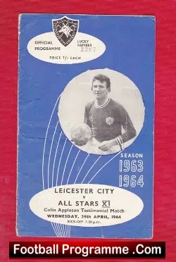 Colin Appleton Benefit Match Testimonial Leicester City 1964 - football programme