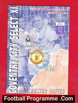 Coventry City v Manchester United 1997 Dave Busst - SIGNED - football programme