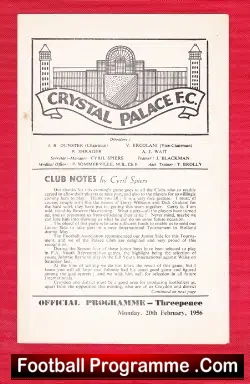 Crystal Palace v Croydon Professional XI 1956