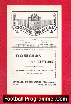 Crystal Palace v Norwich City 1956