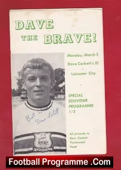 Dave Corbett Testimonial Benefit Leicester City 1970s - SIGNED - football programme