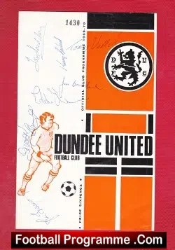 Dundee United v Heart of Midlothian Hearts 1969 - Autographed - football programme